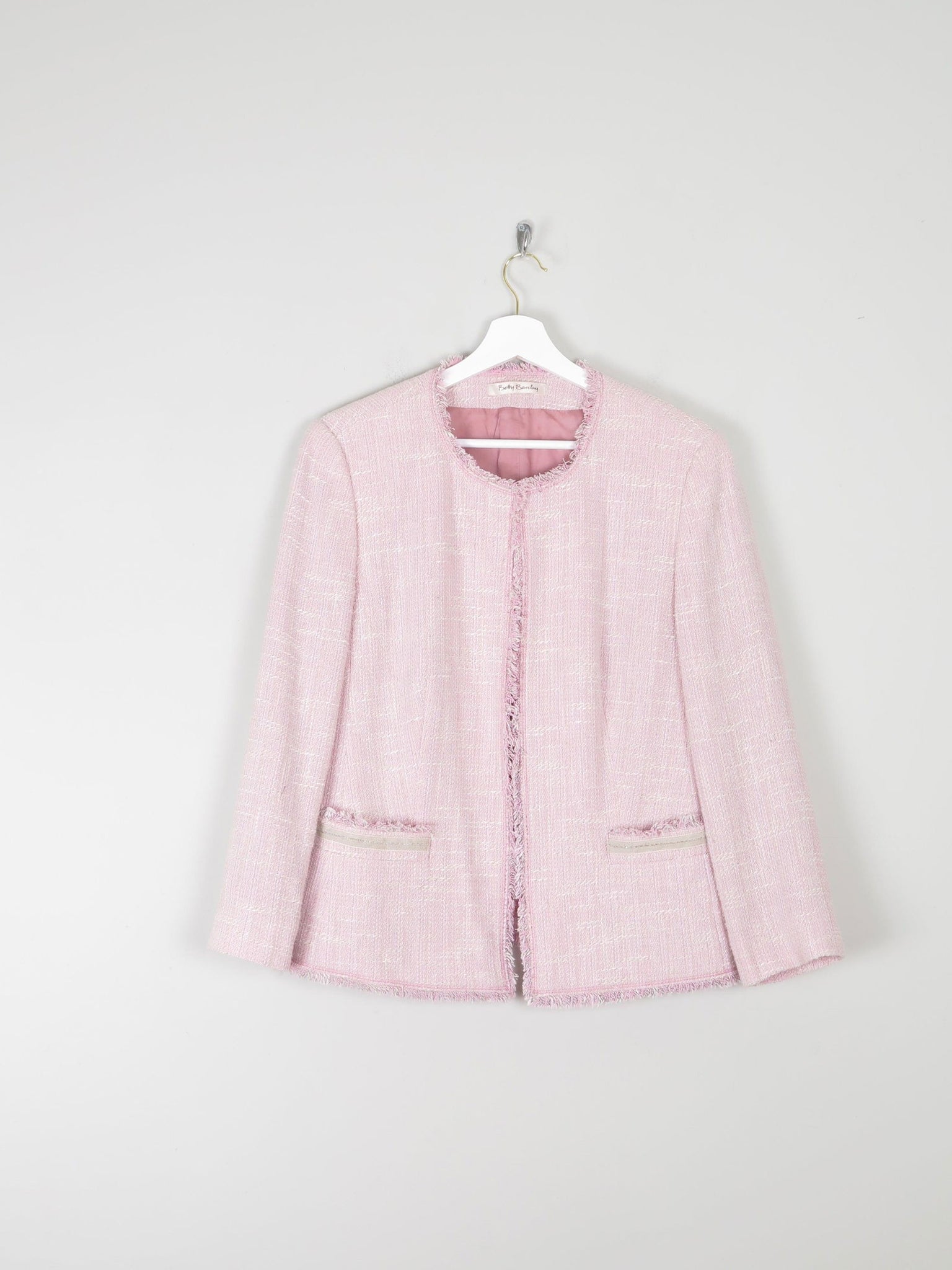 Women's Vintage  Pink Tweed Classic Betty Barclay Jacket  M - The Harlequin