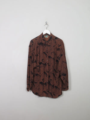 Women's Vintage Printed 80s Blouse M/L - The Harlequin