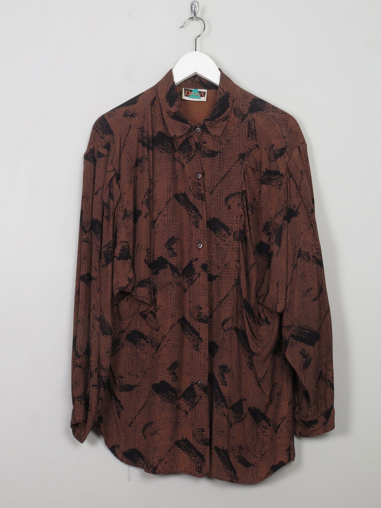 Women's Vintage Printed 80s Blouse M/L - The Harlequin