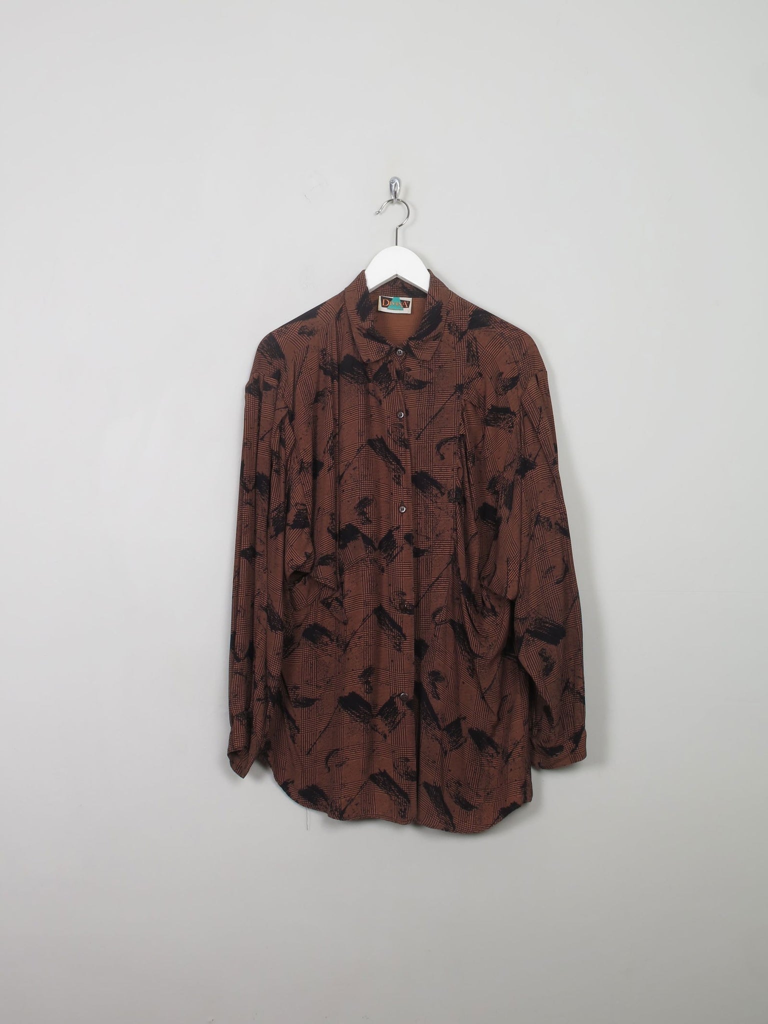Women's Vintage Printed 80s Blouse M/L - The Harlequin