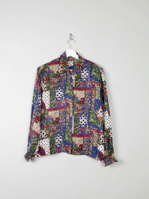 Women's Vintage Printed Blouse M - The Harlequin