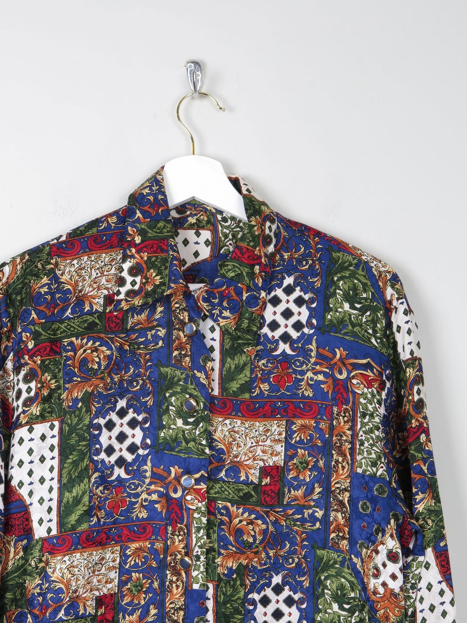Women's Vintage Printed Blouse M - The Harlequin