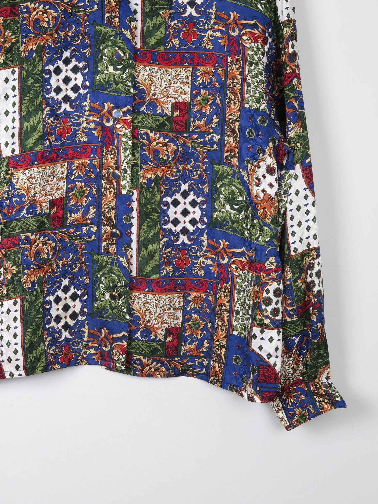 Women's Vintage Printed Blouse M - The Harlequin