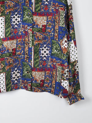 Women's Vintage Printed Blouse M - The Harlequin