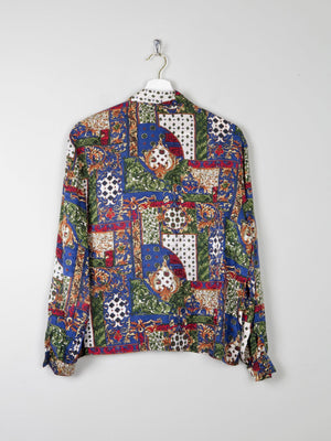 Women's Vintage Printed Blouse M - The Harlequin