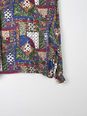 Women's Vintage Printed Blouse M - The Harlequin