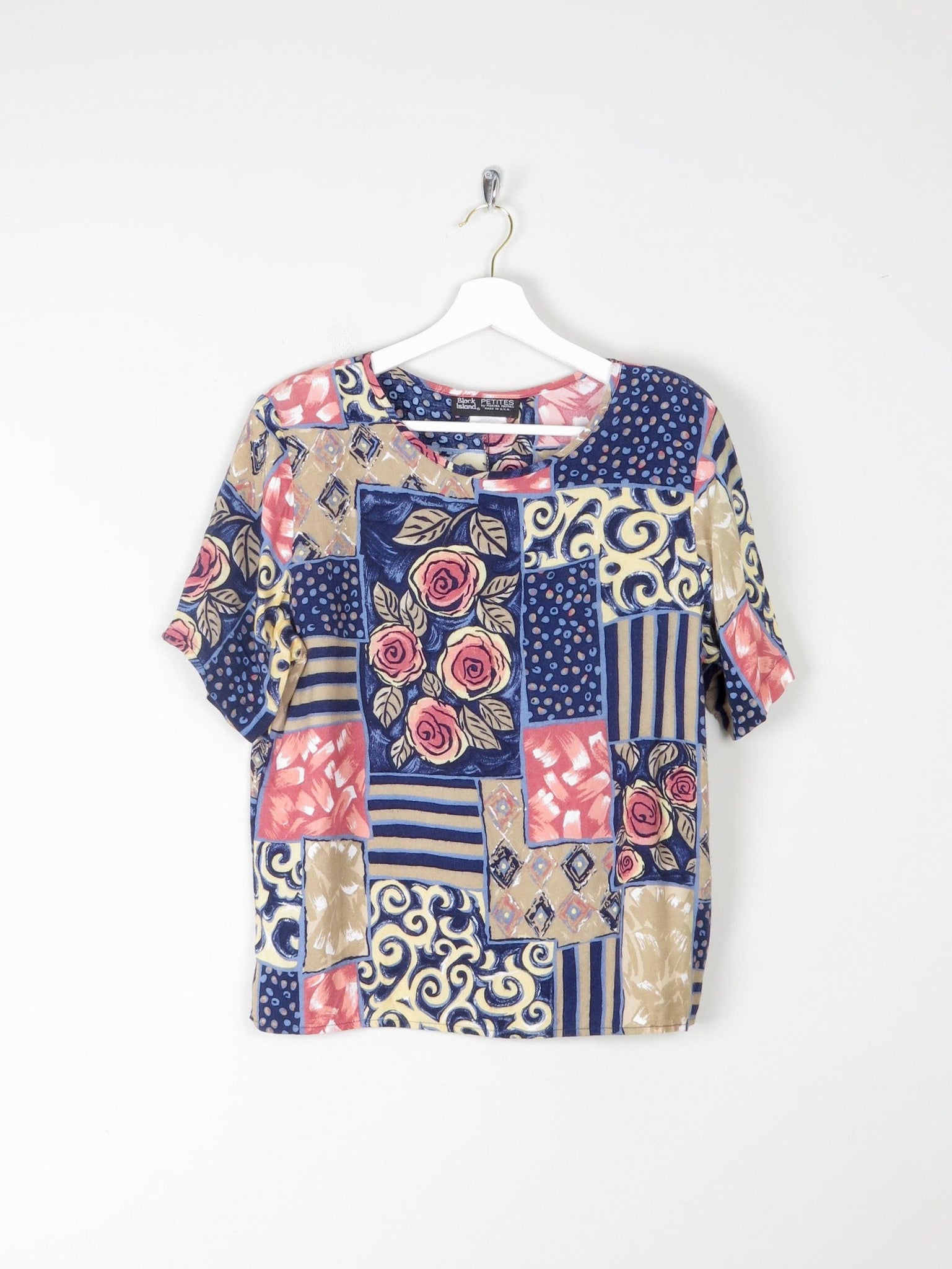 Women's Vintage Printed Top S - The Harlequin