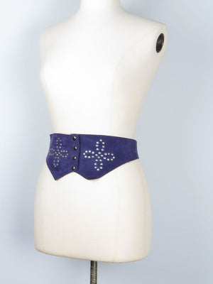 Women's Vintage Purple Suede 1970s/80s Waisted Belt S/M - The Harlequin