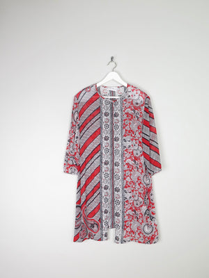Women's Vintage Red & Black Printed Tunic M - The Harlequin