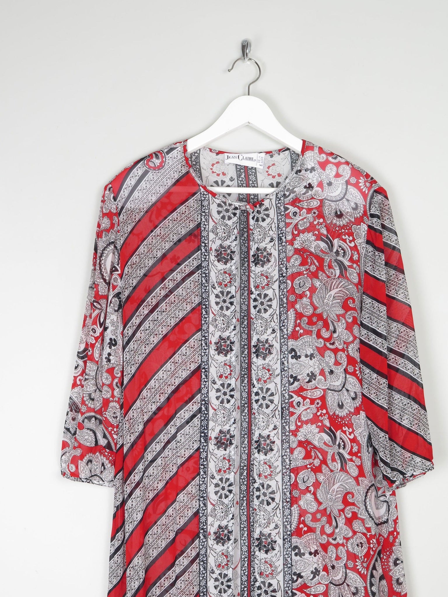 Women's Vintage Red & Black Printed Tunic M - The Harlequin