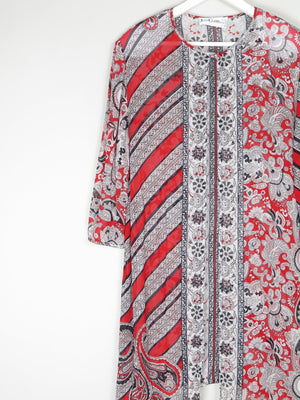 Women's Vintage Red & Black Printed Tunic M - The Harlequin