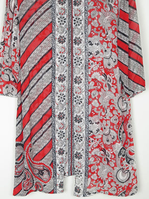 Women's Vintage Red & Black Printed Tunic M - The Harlequin