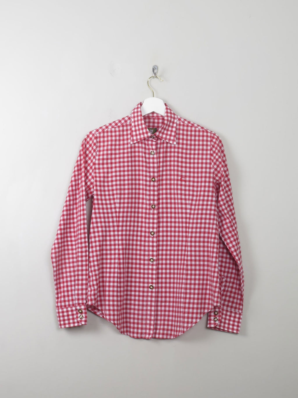 Women's Vintage Red Gingham Blouse S - The Harlequin