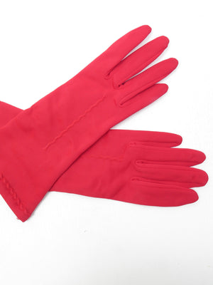 Women's Vintage Red Gloves Short Unworn - The Harlequin
