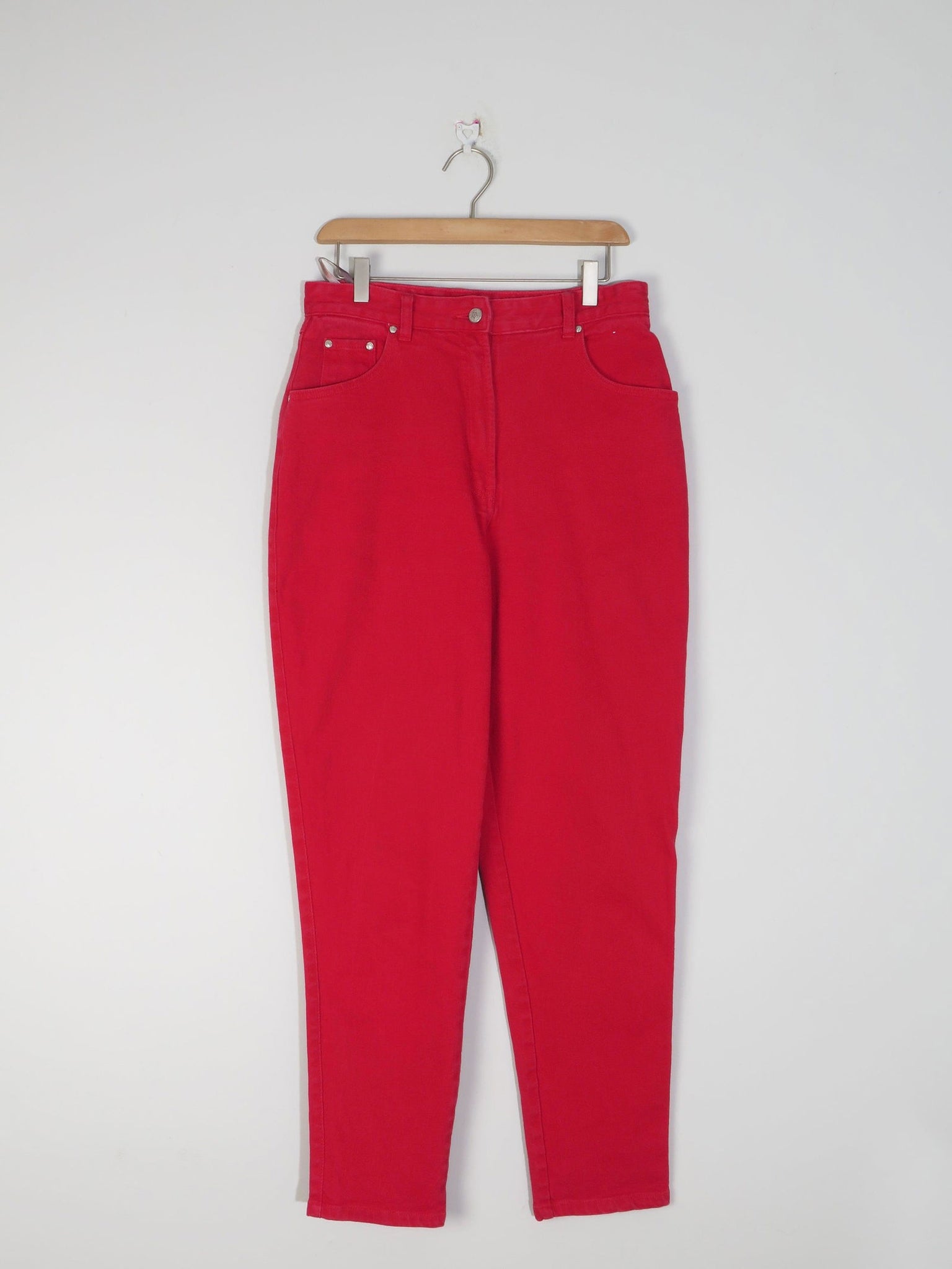 Women's Vintage Red Jinglers Mom Jeans 31" W - The Harlequin