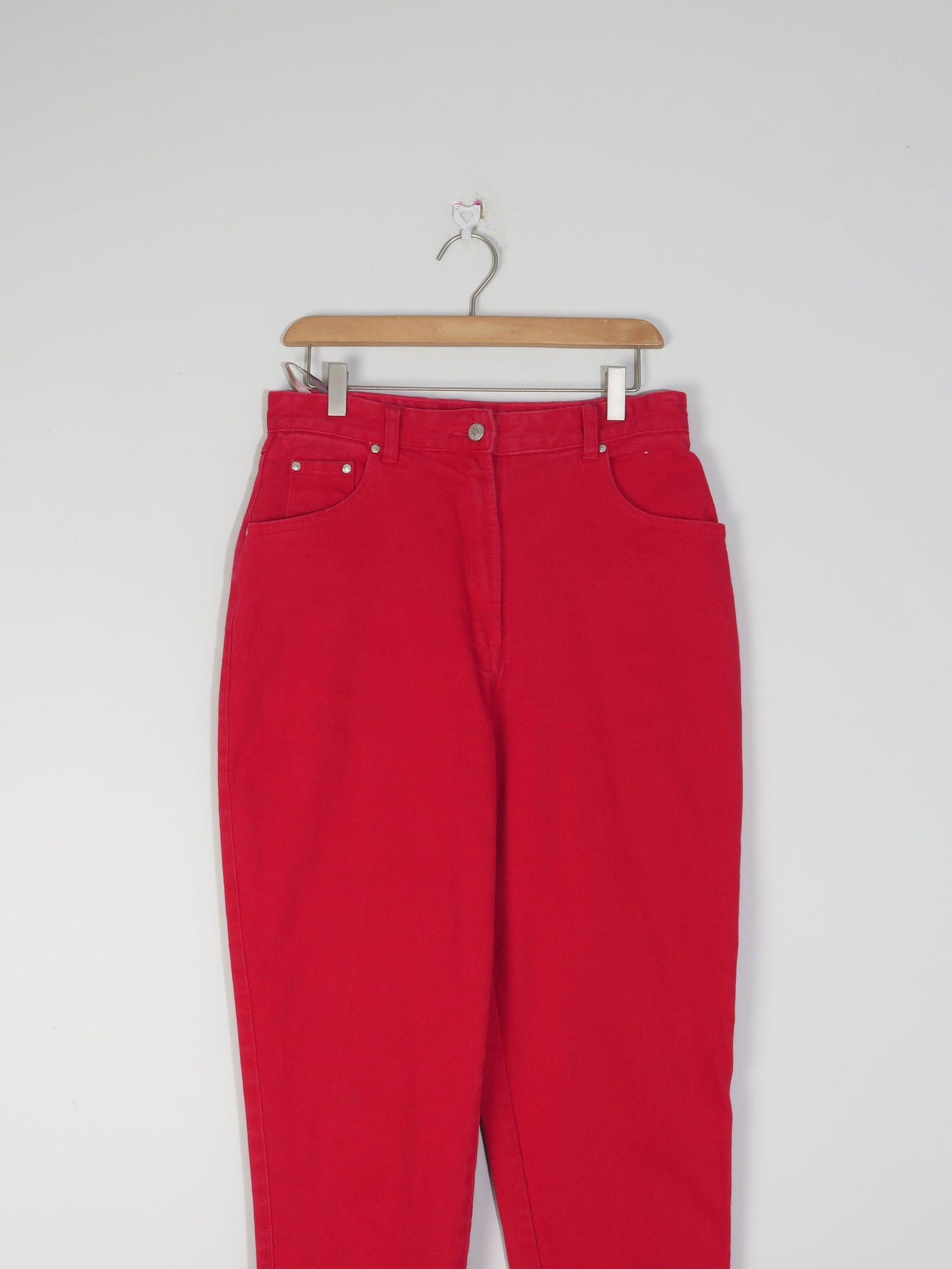 Women's Vintage Red Jinglers Mom Jeans 31" W - The Harlequin