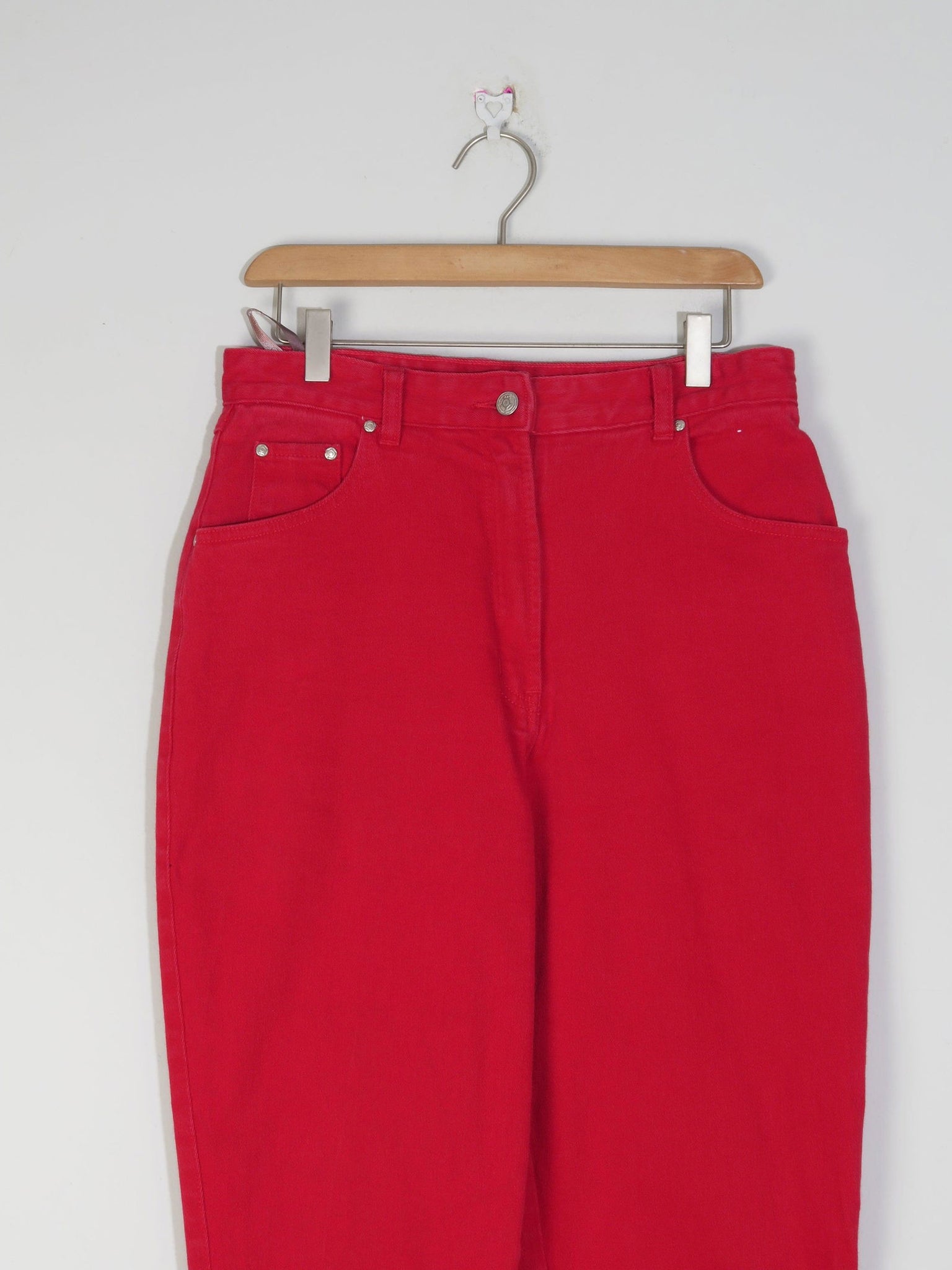 Women's Vintage Red Jinglers Mom Jeans 31" W - The Harlequin