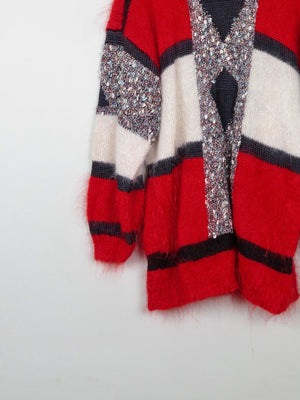 Women's Vintage Red Mohair Patchwork Hand-knit Jumper M/L - The Harlequin