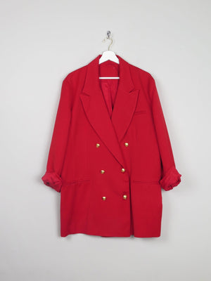 Women's Vintage Red Oversized Long Blazer L/XL - The Harlequin