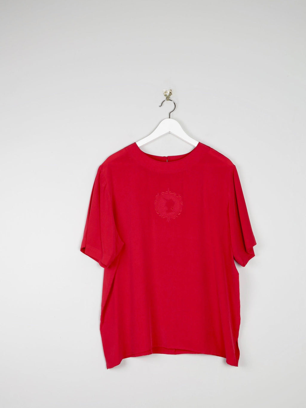 Women’s Vintage Red Silk Tshirt Blouse L - The Harlequin