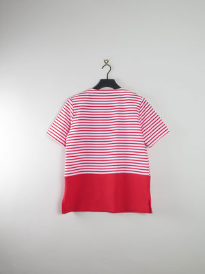 Women's Vintage Red & White Sailor Style Blouse M - The Harlequin