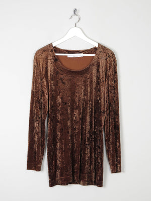 Women’s Vintage Rust Velvet Tunic Top M - The Harlequin