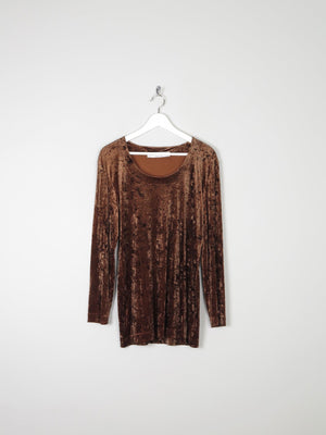 Women’s Vintage Rust Velvet Tunic Top M - The Harlequin