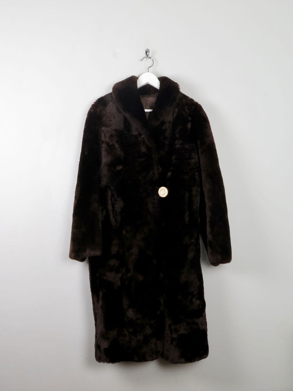 Women's Vintage Sheepskin Furry Brown Coat S/M - The Harlequin