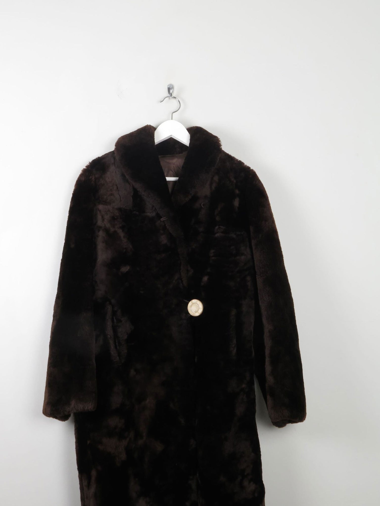 Women's Vintage Sheepskin Furry Brown Coat S/M - The Harlequin