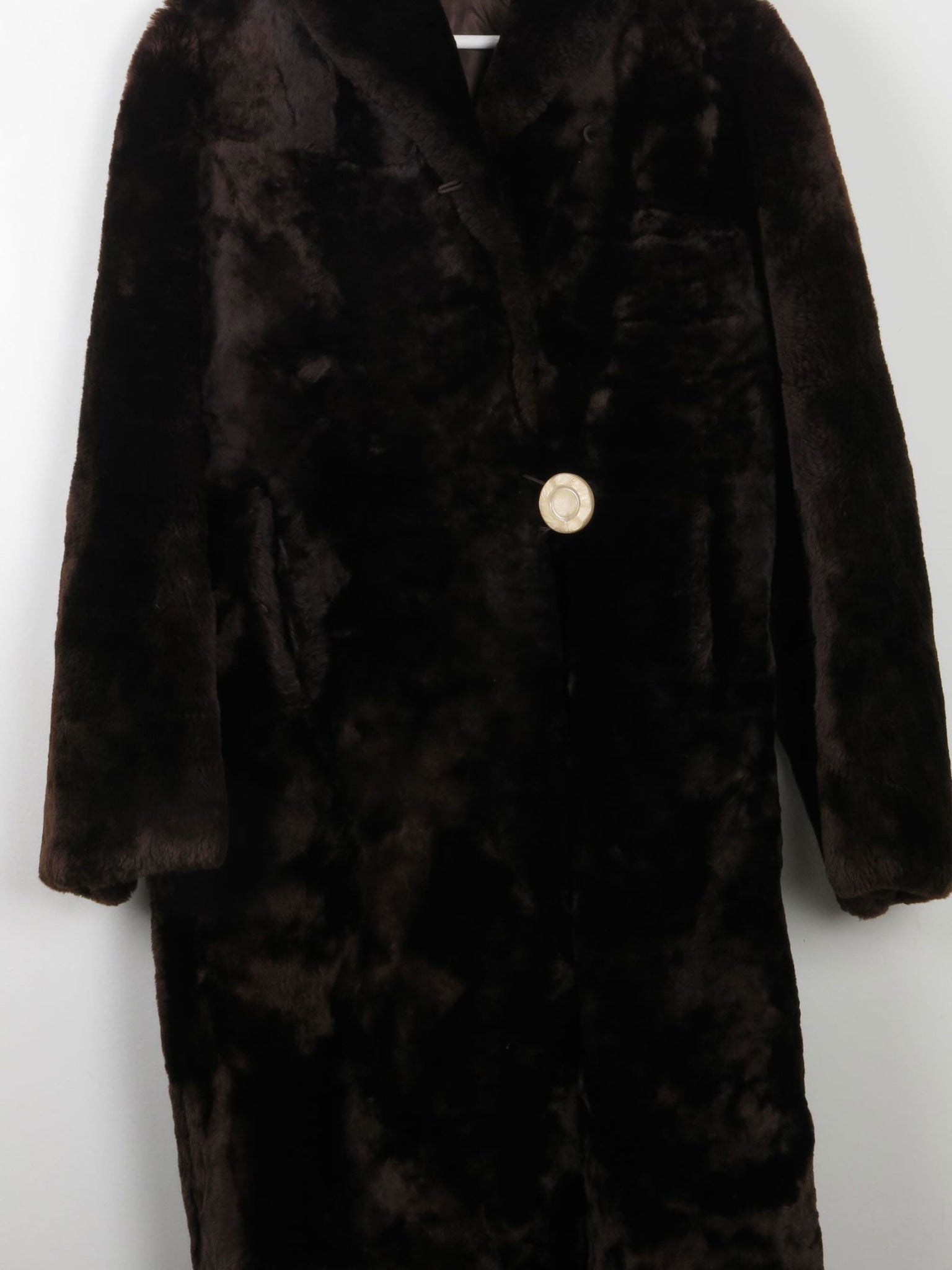 Women's Vintage Sheepskin Furry Brown Coat S/M - The Harlequin