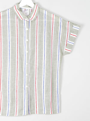 Women's Vintage Short Sleeve Striped Blouse 10/12 - The Harlequin