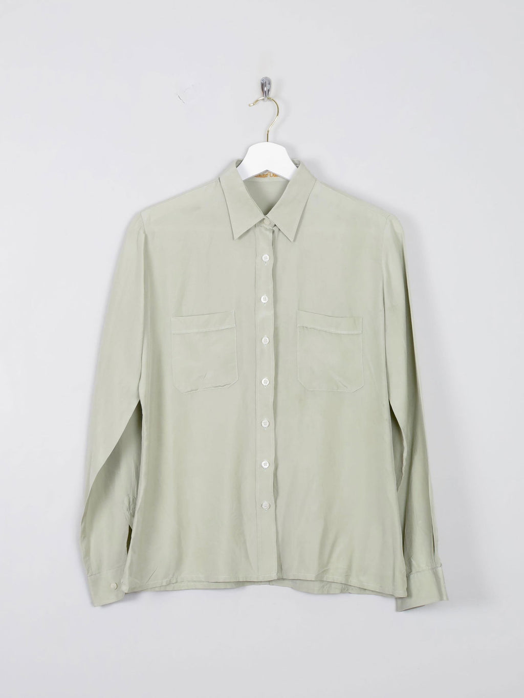 Women's Vintage Silk Blouse Sage Green XS/S - The Harlequin