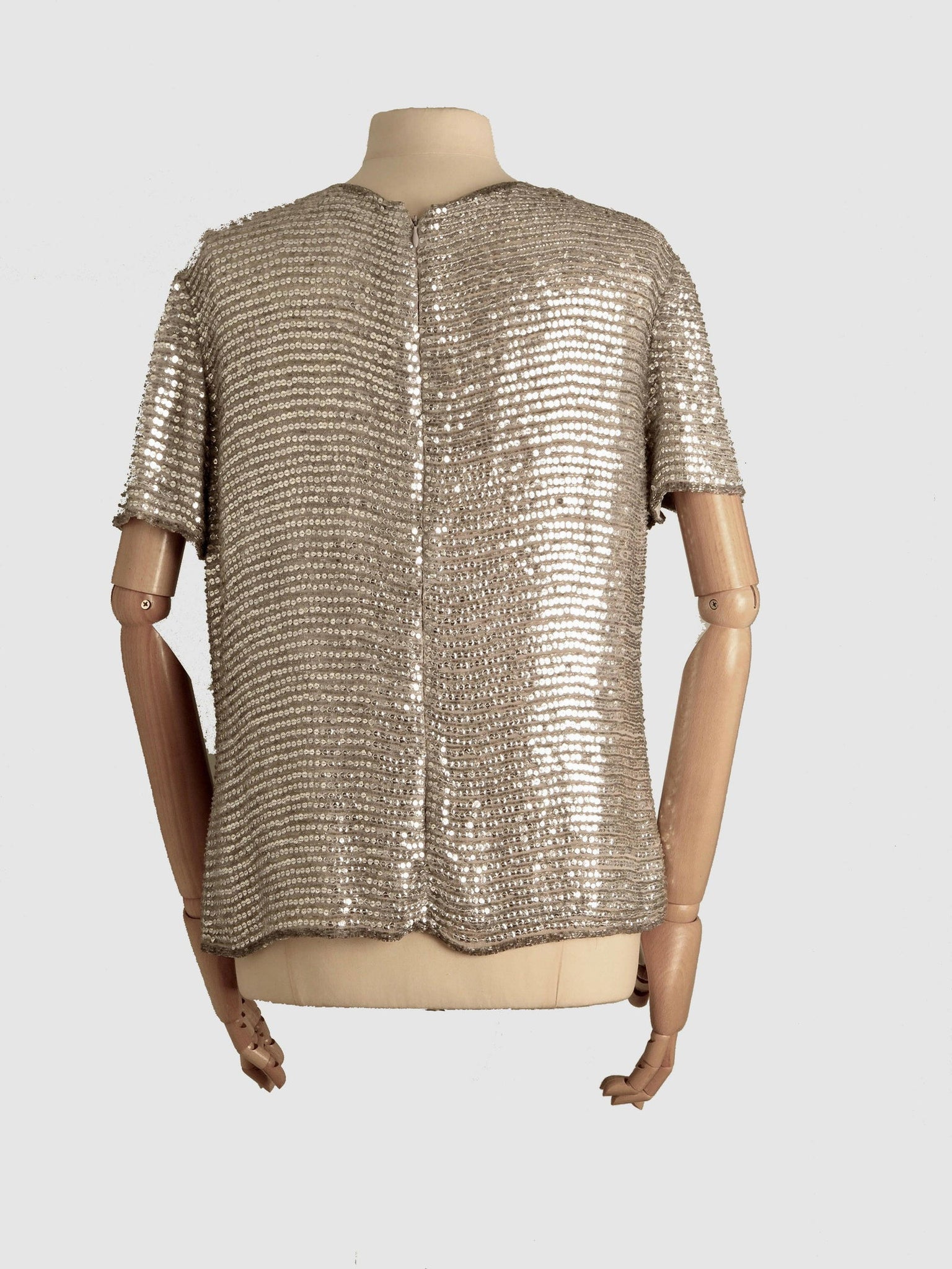 Women's Vintage Silver/ Grey Sequin Top M - The Harlequin