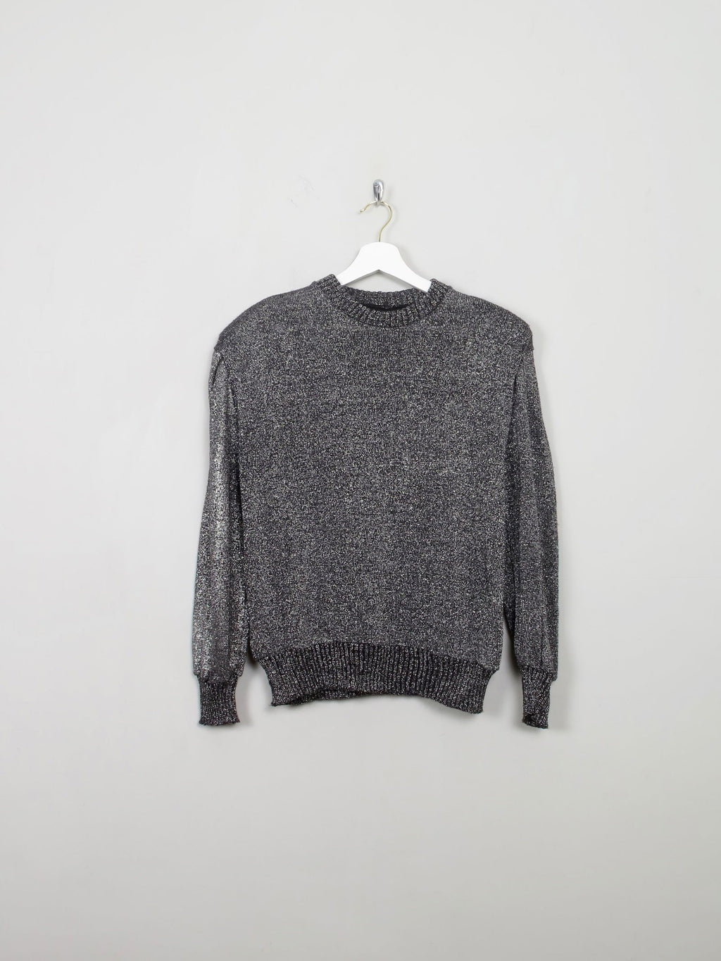 Women's Vintage Silver Lurex Jumper S/M - The Harlequin