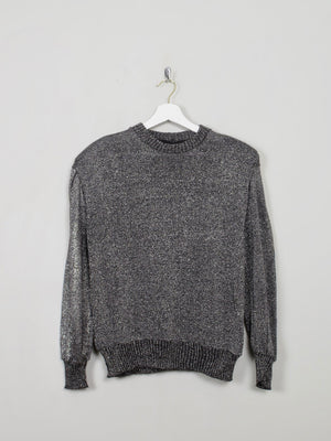 Women's Vintage Silver Lurex Jumper S/M - The Harlequin