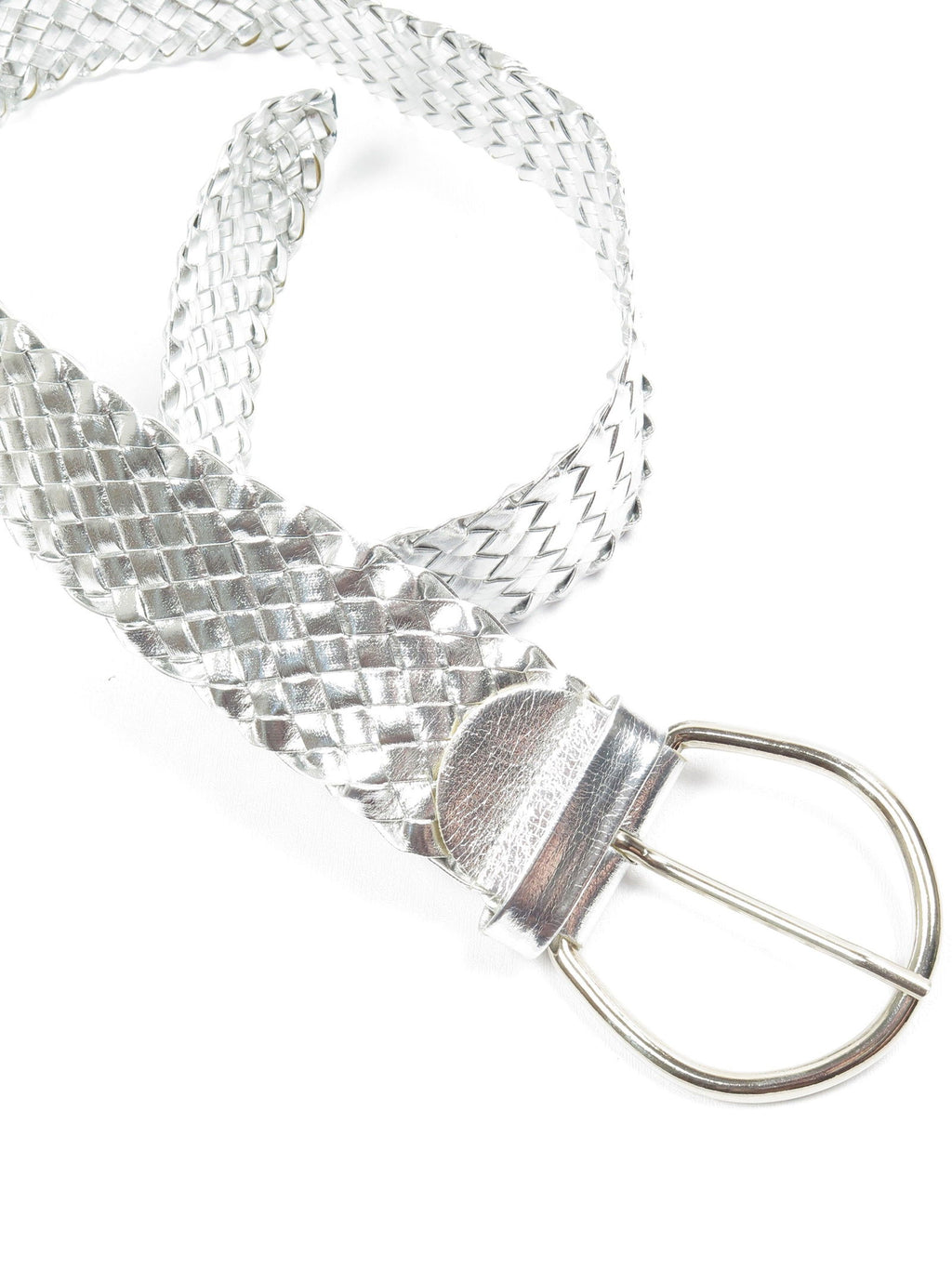 Women’s Vintage Silver Weave Belt M - The Harlequin