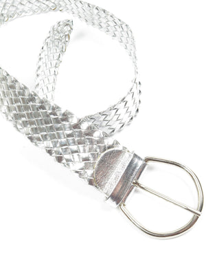 Women’s Vintage Silver Weave Belt M - The Harlequin