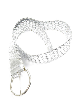 Women’s Vintage Silver Weave Belt M - The Harlequin