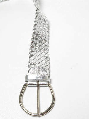 Women’s Vintage Silver Weave Belt M - The Harlequin