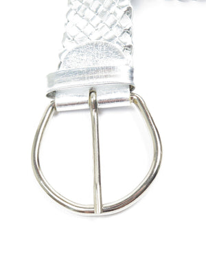 Women’s Vintage Silver Weave Belt M - The Harlequin