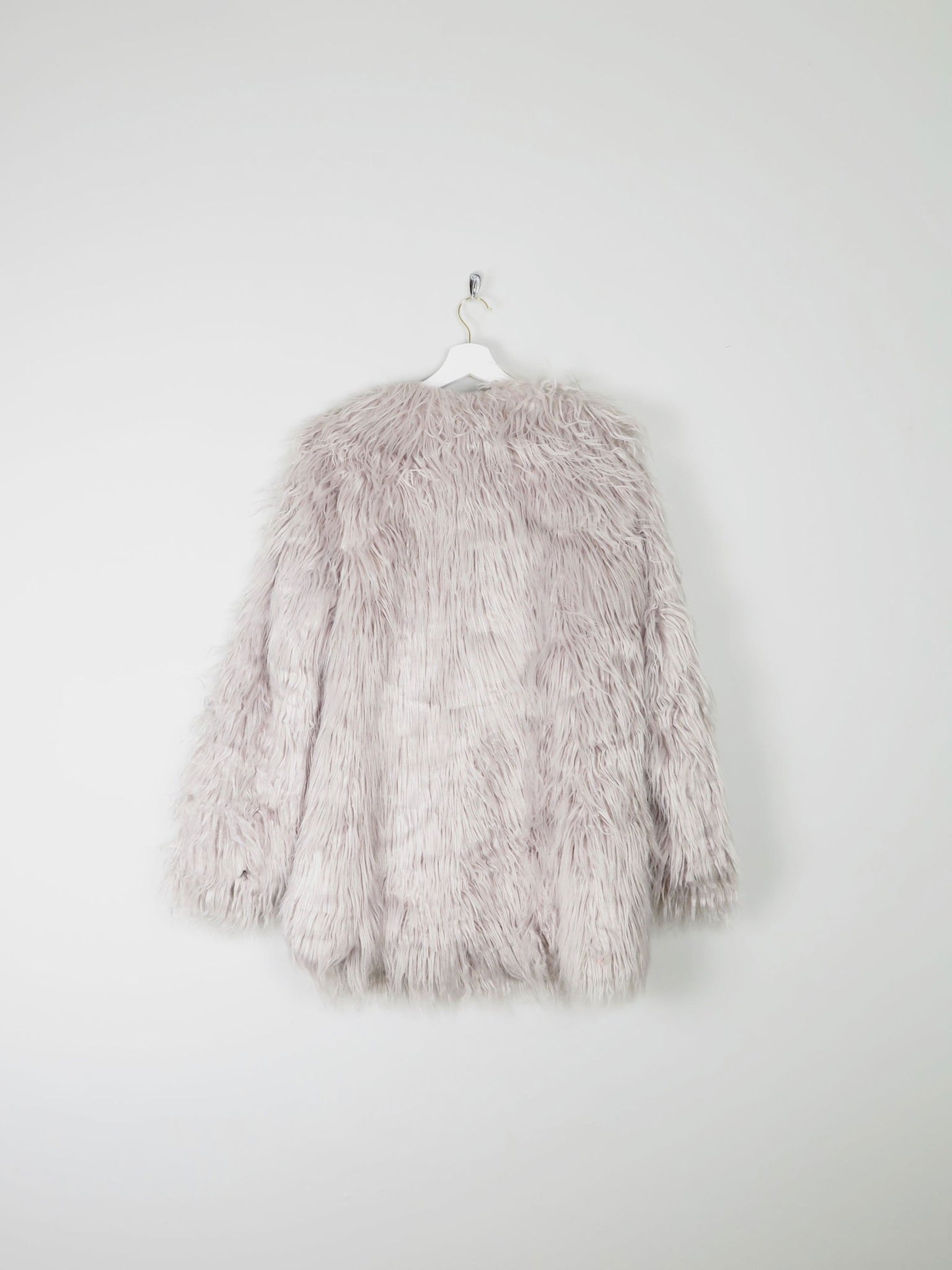 Women's Vintage Style Grey Fluffy Long Lanshifel Jacket M - The Harlequin