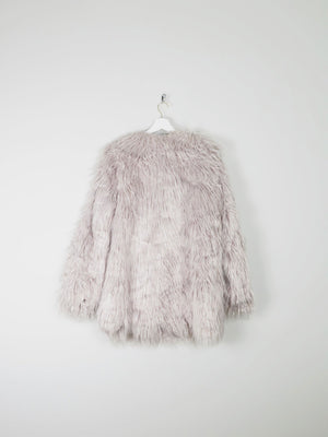 Women's Vintage Style Grey Fluffy Long Lanshifel Jacket M - The Harlequin
