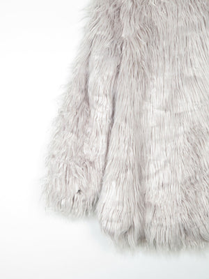 Women's Vintage Style Grey Fluffy Long Lanshifel Jacket M - The Harlequin
