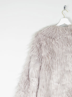 Women's Vintage Style Grey Fluffy Long Lanshifel Jacket M - The Harlequin