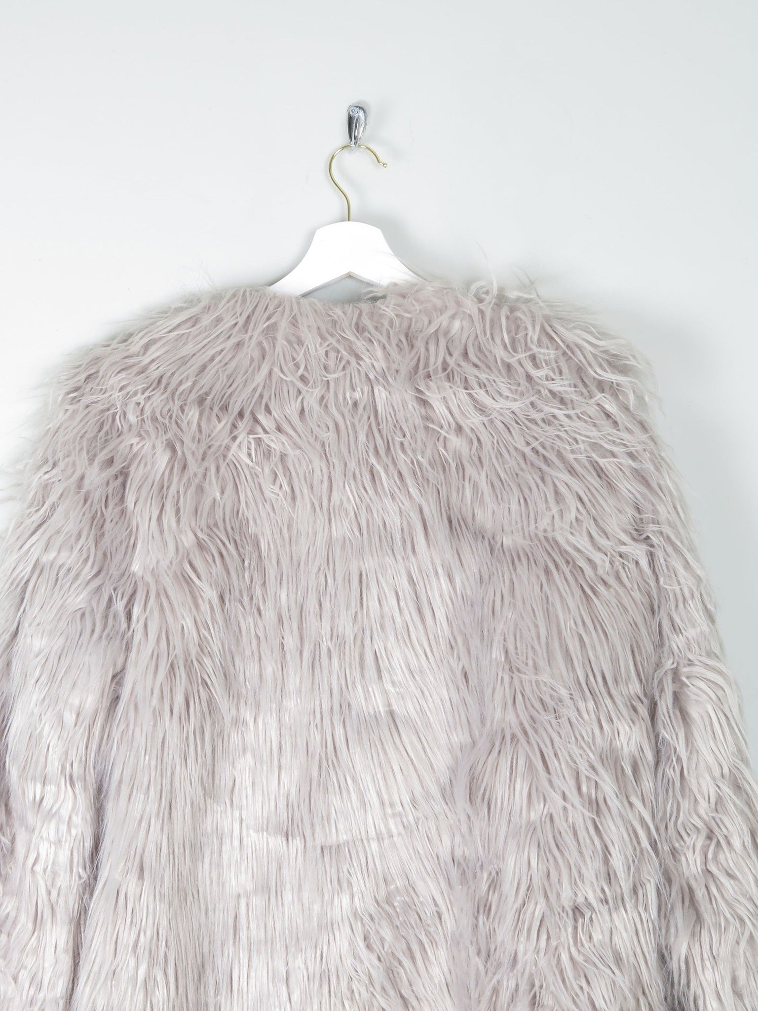 Women's Vintage Style Grey Fluffy Long Lanshifel Jacket M - The Harlequin