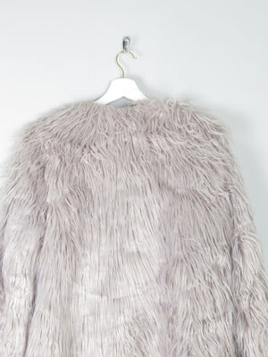 Women's Vintage Style Grey Fluffy Long Lanshifel Jacket M - The Harlequin