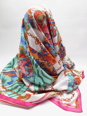 Women's Vintage Style Printed Large Scarf New - The Harlequin