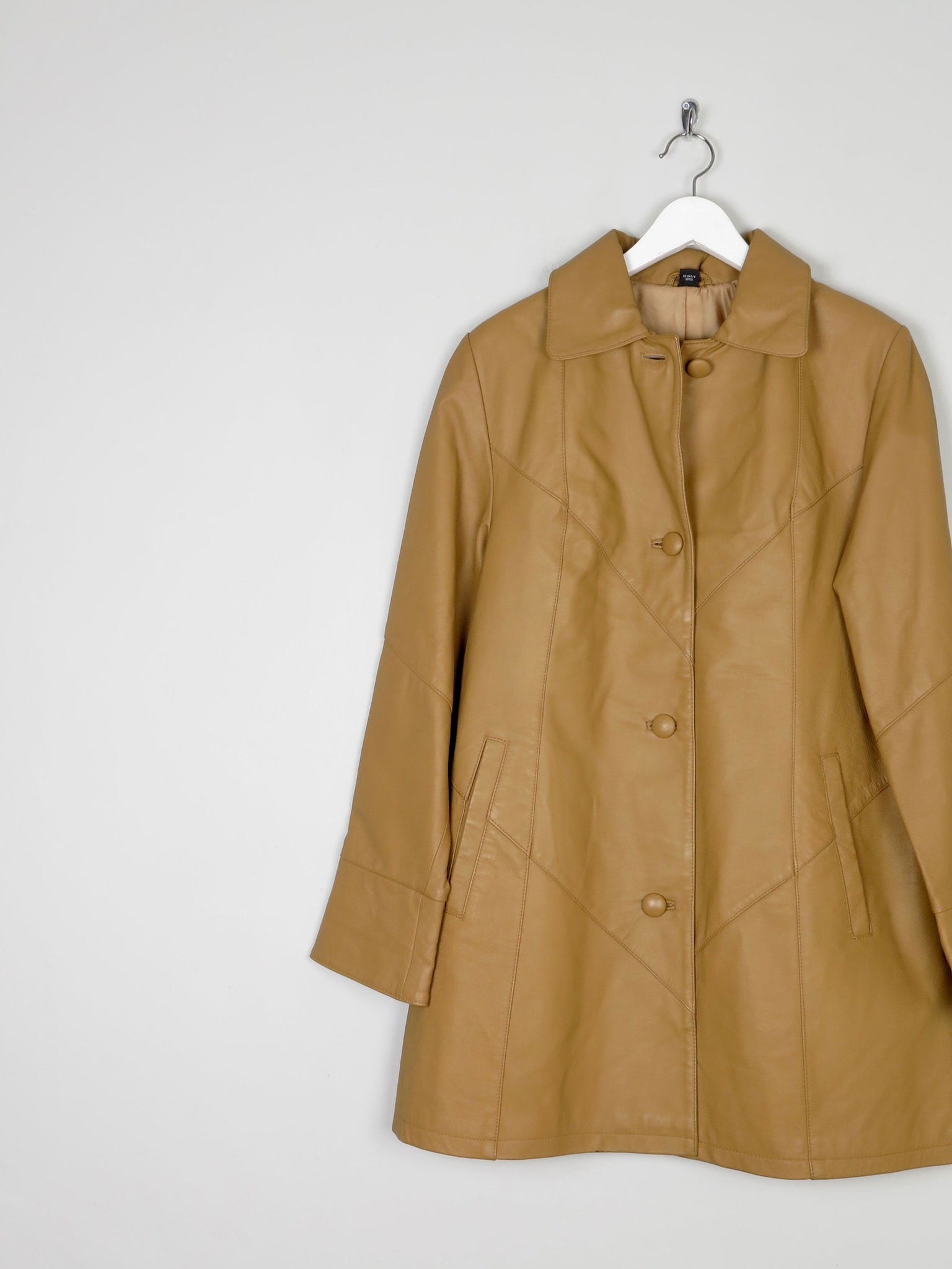Women’s Vintage Tan Leather 3/4 Coat M - The Harlequin