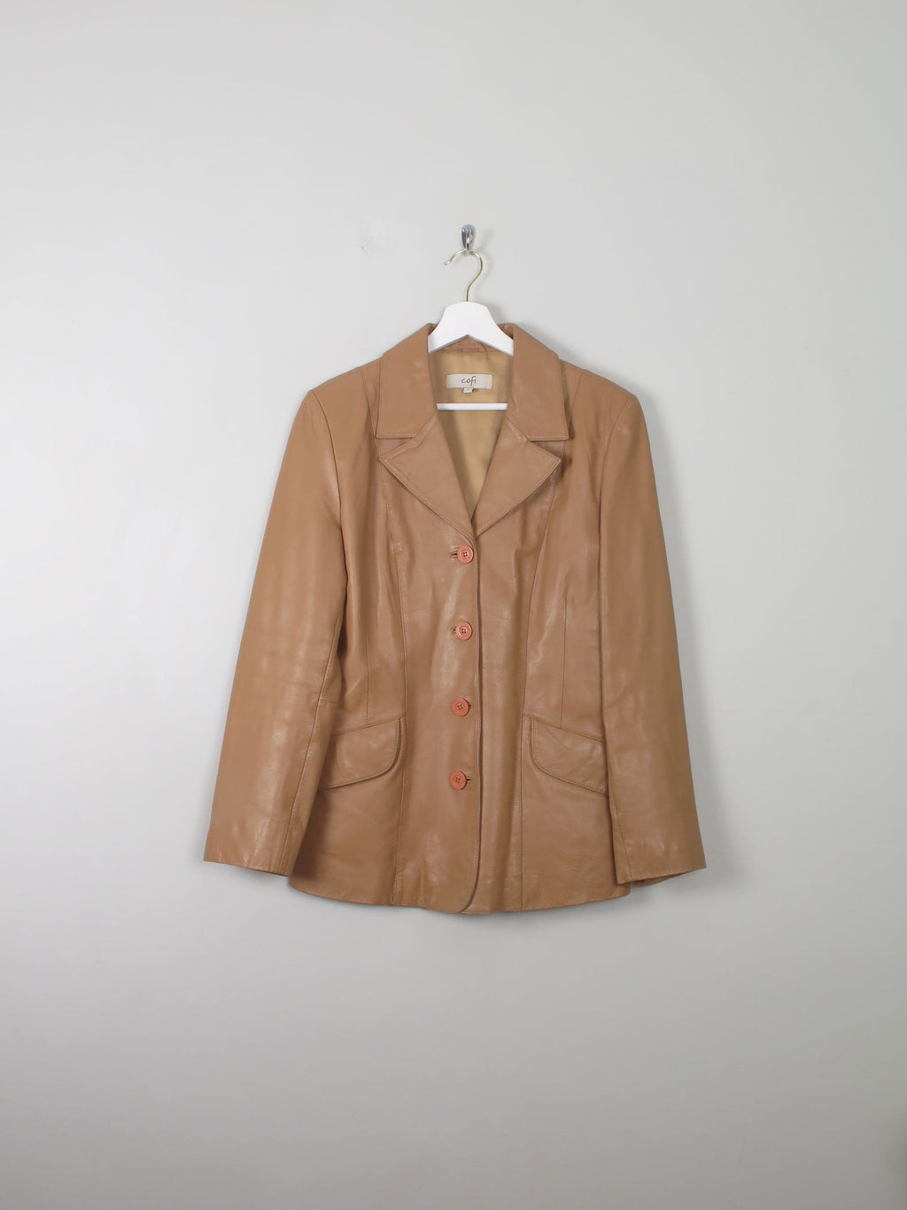 Women's Vintage Tan Leather Jacket L - The Harlequin