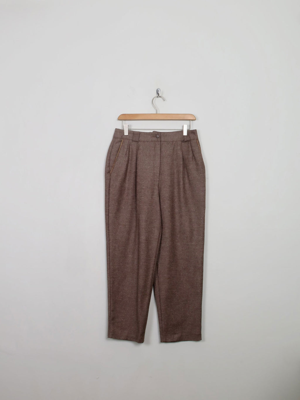 Women's Vintage Teddy Brown High Waisted Trousers 29" W - The Harlequin